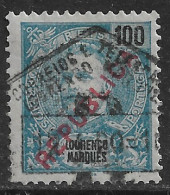 Lourenço Marques – 1917 King Carlos Local Overprint REPUBLICA 100 Réis Used Stamp - Lourenco Marques