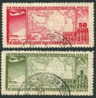 Russia C34-C35a, CTO. Michel 410A-411A. Polar Year 1932.Map,Icebreaker,Airplane. - Used Stamps