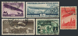 Russia C20-C24, CTO. Michel 397-401. Airships 1930. Dneprostroi Dam, Deer,Camel. - Used Stamps