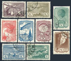 Russia 678-686,CTO.Michel 637-645. Aircraft 1938.Gilder,Plane,Parachute,Balloon, - Gebraucht