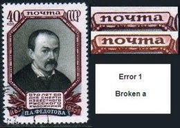 Russia 1645 Error,CTO.Michel 1648. Pavel A.Fedotov,painter,1952. - Used Stamps