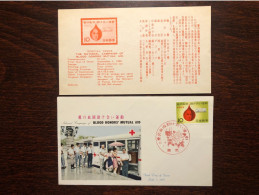 JAPAN FDC COVER 1965 YEAR BLOOD DONATION DONORS HEALTH MEDICINE STAMPS - FDC