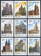 Russia 6201-6209, 6208-6209a, MNH. Mi 368-376,2 Klb. Cathedrals Of World, 1994. - Ongebruikt