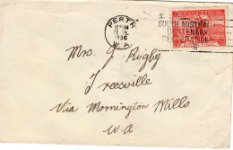 Australia 1936 Mail From Perth To Treesville,South Australia Centenary Postmark - Lettres & Documents