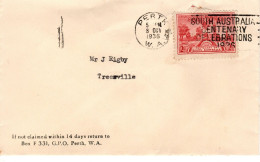 Australia 1936 Mail From Perth To Treesville,South Australia Centenary Postmark - Briefe U. Dokumente