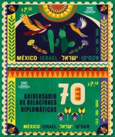 2022 MÉXICO 70 Aniv.  Relaciones Diplomáticas México-Israel, MNH Diplomatic Relations Mexico-Israel JOINT ISSUE, Cactii - Mexique