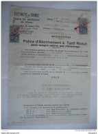 1951 Nimes  Electricité De France Police D'Abonnement à Tarif Réduit Timbre Fiscal - Electricidad & Gas