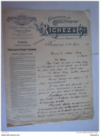 Fresnes 1912 Richez & Cie Exploitation De Carrières Marbrerie Sculpture Pierres De Taille Lettre - Other & Unclassified