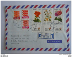 Israel Cover Lettre 1981 -> Belgique Marchienne Registered Sheqel Roses Rozen Yv 806-808 - Cartas & Documentos