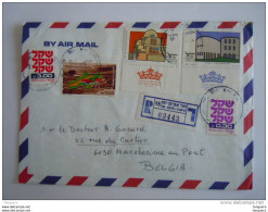 Israel Cover 1983 -> Belgique Registered Nes Ziyyona Synagogues Sheqel Yv 878 879 880 781 774 - Storia Postale