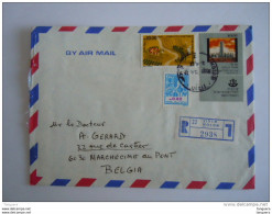 Israel Cover 1983 Holon -> Belgique Registered Judée Et Samarie Monument Série Courante Yv 867 868 828 - Lettres & Documents
