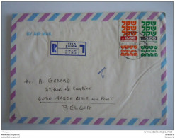 Israel Cover Lettre 1983 -> Belgique Registered Série Courante Shequel  Yv 775 783 - Cartas & Documentos