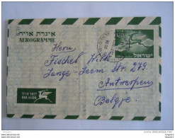 Israel Aerogramme 1955 120 P Vers La Belgique Deer Cerf Entier Stationery - Brieven En Documenten