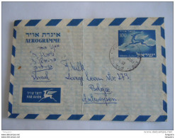 Israel Aerogramme 1955 100 P Vers La Belgique Deer Cerf Entier Stationery - Cartas & Documentos