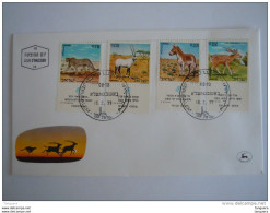 Israel FDC 1971 Animaux Du Temps De La Bible Daim Hemione Gazelle Léopard Cheetah Oryx Abs Deer Yv 432-435 - FDC