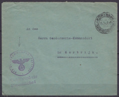 L. En Franchise Càd "KORTRIJK 1/15-7-1941/ TEXTIEL- EN KUNSTCENTRUM" Pour Commandant De Gendarmerie E/V - Cachets "Der K - Guerra '40-'45 (Storia Postale)