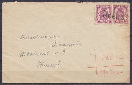 L. Affr.N°479x2 Oblit. Fortune Griffe "HEERS" 1943 Pour BRUSSEL - 1935-1949 Kleines Staatssiegel