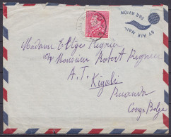 L. Par Avion Affr. N°848 Càd BRUXELLES-BRUSSEL 19F/18-4-1952 Pour KIGALI Rwanda Congo Belge (au Dos: Càd USUMBURA /22-4- - 1936-1951 Poortman