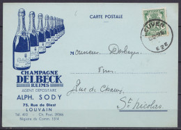 CP "Champagne Delbeck Reims & Louvain" Affr. N°425 Càd LEUVEN 2E /15.12.1937 Pour Négociant En Vins à ST-NICOLAS - 1935-1949 Piccolo Sigillo Dello Stato