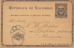 Colombia 1898: Post Card Abril To Pforzheim - Colombia