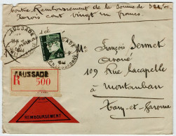 CAUSSADE Tarn Et Garonne Lettre Recommandée CONTRE REMBOURSEMENT 4,50 F Pétain Yv 523 Ob 6 8 1944 - Briefe U. Dokumente