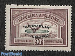 Argentina 1930 90c, Stamp Out Of Set, Unused (hinged), Transport - Zeppelins - Nuevos