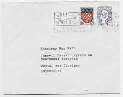 BLASON 5C AMIENS +20C COCTEAU LETTRE MEC PARIS 49 1963 POUR LUXEMBOURG TARIF SPECIAL - 1941-66 Coat Of Arms And Heraldry