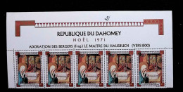 CL, Bloc-feuillet, 5 Timbres Neufs, République Du Dahomey, Noël 1971, Adoration Des Bergers, Frais Fr 1.95 E - Benin - Dahomey (1960-...)
