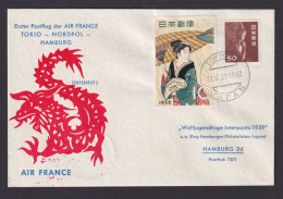Flugpost Brief Air Mail Air France 1. Postflug Tokio Japan Nordpol Hamburg Sehr - Brieven En Documenten