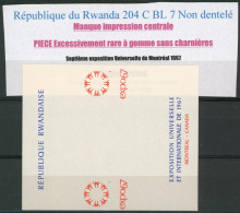 Rwanda (1967) - BL7 Non Dentelé + Curiosité : Manque Impression Centrale ! (Expo 67, Montréal). RR - Ongebruikt