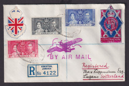 Flugpost Brief Jamaika MiF Per Einschreiben Kingston Nach Lugano Schweiz Krönung - Jamaica (1962-...)