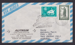 Flugpost Brief Air Mail Argentinien Alitalia Nach Jena DDR Schöner Beleg Via Rom - Storia Postale