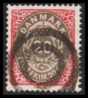 1875. Bi-coloured. 20 Øre Grey/red. Perf. 14x13½. INVERTED Frame. Value Cancel.  (Michel 28IIYA) - JF543203 - Usati