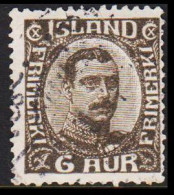 1920. ISLAND.  King Christian X. Thin, Broken Lines In Ovl Frame. 6 Aur Grey  (Michel 87) - JF543229 - Gebraucht