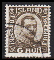 1920. ISLAND.  King Christian X. Thin, Broken Lines In Ovl Frame. 6 Aur Grey  (Michel 87) - JF543230 - Oblitérés