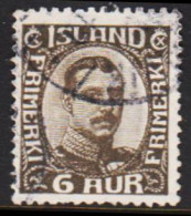 1920. ISLAND.  King Christian X. Thin, Broken Lines In Ovl Frame. 6 Aur Grey  (Michel 87) - JF543231 - Usados