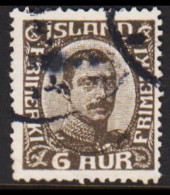 1920. ISLAND.  King Christian X. Thin, Broken Lines In Ovl Frame. 6 Aur Grey  (Michel 87) - JF543232 - Usati