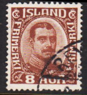 1920. ISLAND.  King Christian X. Thin, Broken Lines In Ovl Frame. 8 Aur. (Michel 88) - JF543233 - Oblitérés