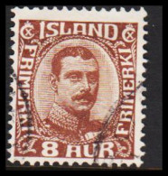 1920. ISLAND.  King Christian X. Thin, Broken Lines In Ovl Frame. 8 Aur. (Michel 88) - JF543235 - Used Stamps