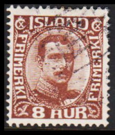 1920. ISLAND.  King Christian X. Thin, Broken Lines In Ovl Frame. 8 Aur. (Michel 88) - JF543236 - Oblitérés