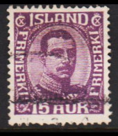 1920. ISLAND.  King Christian X. Thin, Broken Lines In Ovl Frame. 15 Aur. (Michel 90) - JF543237 - Used Stamps