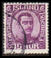 1920. ISLAND.  King Christian X. Thin, Broken Lines In Ovl Frame. 15 Aur. (Michel 90) - JF543238 - Usados