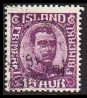 1920. ISLAND.  King Christian X. Thin, Broken Lines In Ovl Frame. 15 Aur. (Michel 90) - JF543239 - Gebraucht