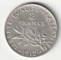 Semeuse 2 Franc Argent 1912 - Silver - - 2 Francs