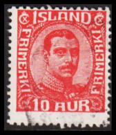  1920. ISLAND. King Christian X. Thin, Broken Lines In Ovl Frame. 10 Aur Red. (Michel 89) - JF543243 - Usados