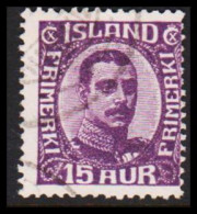 1920. ISLAND.  King Christian X. Thin, Broken Lines In Ovl Frame. 15 Aur. (Michel 90) - JF543249 - Used Stamps