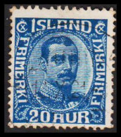 1920. ISLAND. King Christian X. Thin, Broken Lines In Ovl Frame. 20 Aur Blue (Michel 91) - JF543251 - Neufs