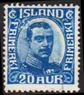 1920. ISLAND. King Christian X. Thin, Broken Lines In Ovl Frame. 20 Aur Blue (Michel 91) - JF543253 - Neufs