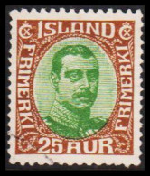 1920. King Christian X. Thin, Broken Lines In Ovl Frame. 25 Aur.  (Michel 92) - JF543262 - Usati