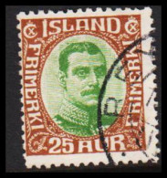 1920. King Christian X. Thin, Broken Lines In Ovl Frame. 25 Aur.  (Michel 92) - JF543264 - Usados